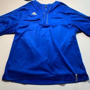 Adidas Climalite Mens Large 1/4 Zip Short Sleeve Training Shirt Pullover Blue